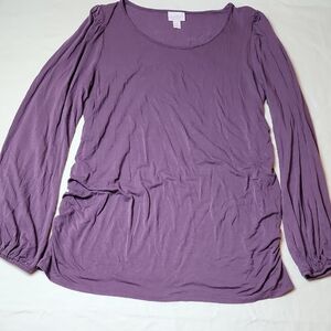 Isabel Maternity Size Medium by Ingrid & Isabel Purple Ruched Blouse Long Sleeve